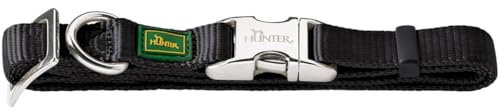 HUNTER VARIO BASIC ALU-STRONG Halsung, Hundehalsband, Nylon, Aluminium Steckverschluss, M, schwarz