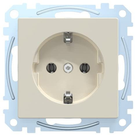 Schneider Electric Merten MEG2301-0344 SCHUKO-Steckdose, Schutzkontaktsteckdose Steckklemmen, weiß glänzend, System M Merten, Schutzkontaktsteckdose