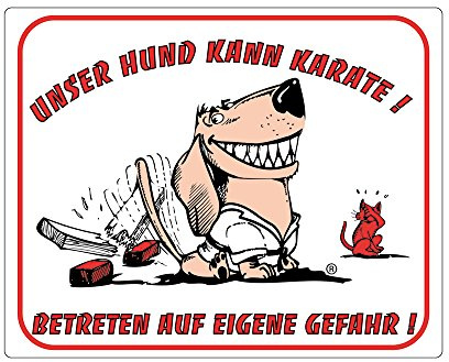 Nobby Warntafel Unser Hund kann Karate gelb 12 x 3,5 cm