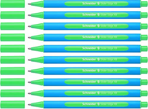 Schneider 152204 Slider Edge XB Kugelschreiber (Strichstärke: XB, dokumentenecht, Dreikant-Stift) 10er Pack,,grün