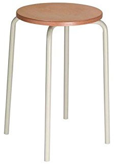 Lotz Stapel-Hocker Modell 3258, Sitzhöhe 58 cm, Gestell lichtgrau, Sitz Buche,von Lotz