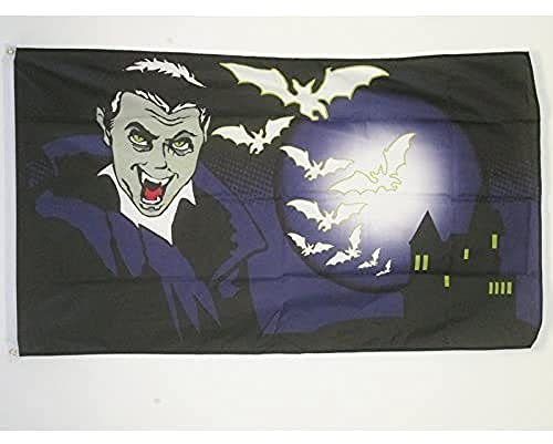 AZ FLAG - Flagge Halloween Mit Fledermaus - 150x90 cm - Halloweenfest Fahne 100% Polyester mit Messing-Ösen - 110g