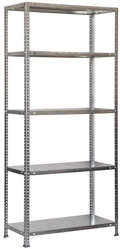 SimonRack Schwerlastregal, Lagerregal, 200x110x40 Metallregal, Kellerregal, Biegestelle 90 kg, 5 Fachböden, Galvanisiert - Comfort