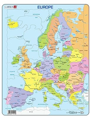 Larsen A8 Europe Political Map Jigsaw Puzzle for Kids Age 4 Years Up, English Edition - 37 Pieces|Educational and Fun Puzzle | Children Development | Boxless Tray & Frame Included