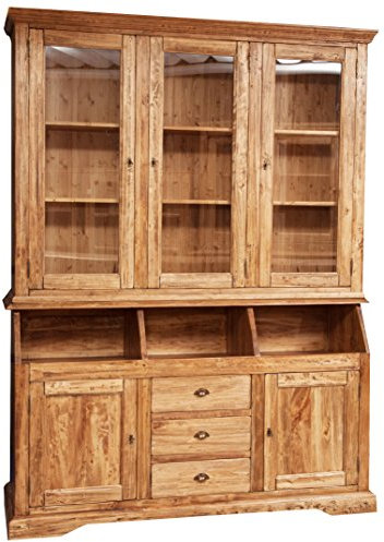 Biscottini Buffetschrank Holz massiv Made in Italy - Vitrinenschrank Vintage 172x50x226 cm - Küchenbuffet buffetschrank landhausstil - Wohnzimmer möbel