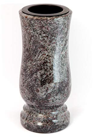 Afterglow Stilvolle Grabvase aus echtem Granit Orion hell Höhe 20 cm/Ø 10 cm Grabschmuck wetterfest frostsicher Granitvase mit Kunststoffeinsatz Friedhofsvase