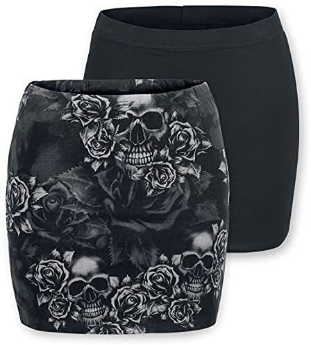Black Premium by EMP Damen schwarzer und Grauer Rock im Doppelpack L