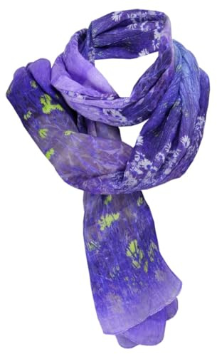TigerTie weicher Schal in lila violett flieder gelb grau blau - Motiv Blumenwiese - Gr.180 x 70 cm