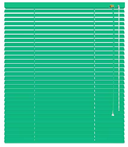 deko-raumshop Aluminium Jalousie Jalousette Faltrollo viele Größen Lamellenbreite 25 mm Wandmontage Deckenmontage Alu Lamellen Fenster Sonnenschutz Sichtschutz (Größe 110 x 160 cm, Farbe Mint)
