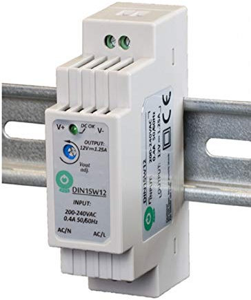 POS Profesjonalna szyna montażowa zasilacz LED transformator 12 V DC 1,25 A 15 W, napięcie stałe, CE, rodzaje ochrony: ochrona przed zwarciem, ochrona przed przepięciem. Do produktów LED 12 V DC
