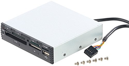 Xystec SD Kartenleser intern: Interner 3,5-Card-Reader CR-560i mit Front-USB-2.0, schwarz (SD Card Reader intern, Kartenlesegerät, Frontpanel)