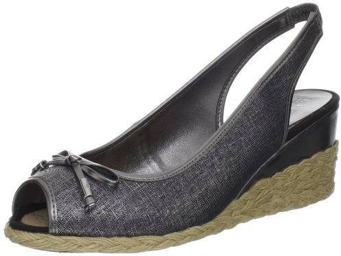 Lauren Ralph Lauren Camille Damen Sandalen mit Keilabsatz, Schwarz (Schwarz/New Silver), 41 EU