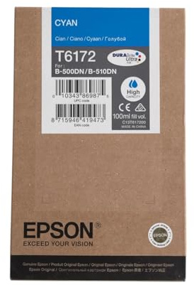 Epson T6172 B-500DN High Capacity Ink Cartridge, Cyan, Genuine