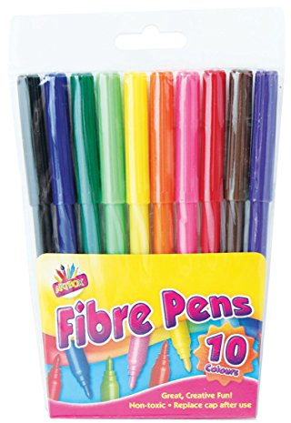 Artbox 10 fine tip fibre colouring pens - pack of 10 assorted colours