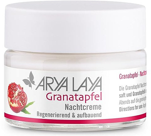 ARYA LAYA Granatapfel Nachtcreme, 50 ml: stärkt & regeneriert, mildert umweltbedingte Hautschäden durch UV-Licht in der Nacht, für Mischhaut, dünne & zarte Haut - auch bei Couperose, vegan
