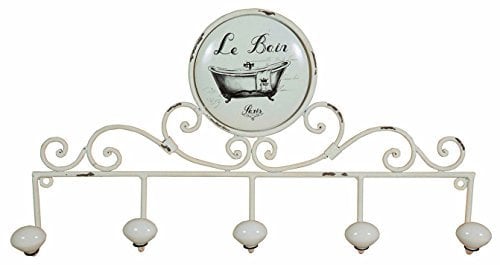 Biscottini Appendiabiti da parete 48x26x6 cm | Attaccapanni da muro in ferro | 5 ganci appendiabiti shabby chic | Appendiabiti ingresso