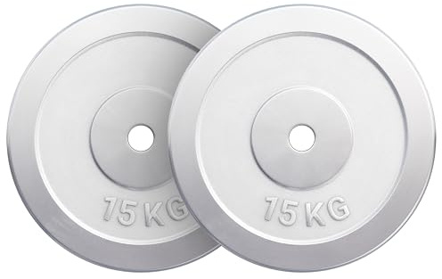 GORILLA SPORTS® Hantelscheiben 1,25–30 kg, 30 mm, Gusseisen, Chrom | Einzeln oder als Set, mit abgerundeten Kanten und glänzender Oberfläche; Gewichtsscheiben für Standard-Langhanteln