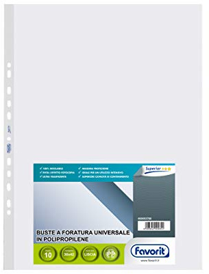 Favorit 400053790 - Universal Punch Envelopes, Packung mit 10 Umschlägen, 30 x 42 cm, transparent