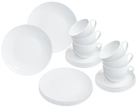 Kaffeeservice weiß/Porzellan Set, 18-teilig