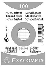 Exacompta 10200SE 100er Pack Premium Karteikarten kariert DIN A7 ideal für die Schule, zum Lernen von Vokabeln und passend zur Bunnybox Lernkartei 74 x 105 mm weiß