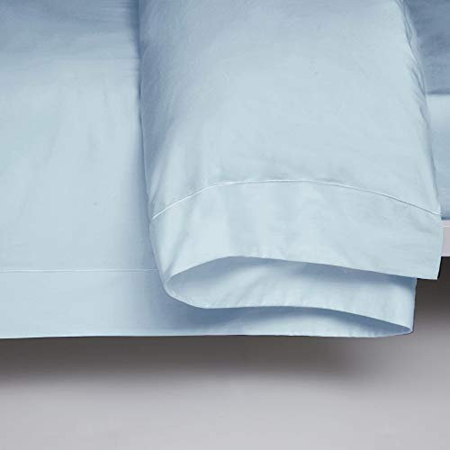 400 Thread Count Single Ply Egyptian Cotton Oxford Duvet Cover King Bed Size in Duck Egg Blue