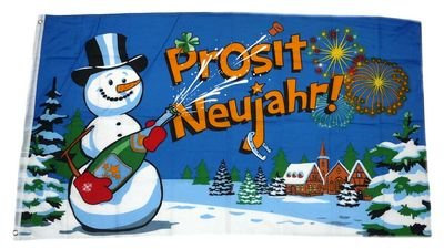 Fahne/Flagge Prosit Neujahr Silvester NEU 90 x 150 cm