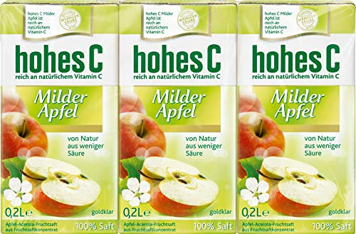 Hohes C Milder Apfel, ohne Zuckerzusatz, 3 x 0,2 lt. Tetra - 0.6L