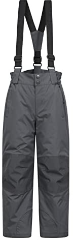 Mountain Warehouse Raptor Kids Snow Pants - Snowproof Boys Ski Trousers, Detachable Braces Bottoms - Ideal for Winter Skiing Holidays & Snowboarding Dark Grey 3-4 Years