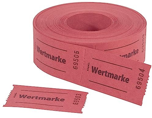 SIGEL GR554 Wertmarken Gutscheinmarken Rolle rot, 500 Bons, aus Recyclingpapier, Essensmarken, Getränkebons