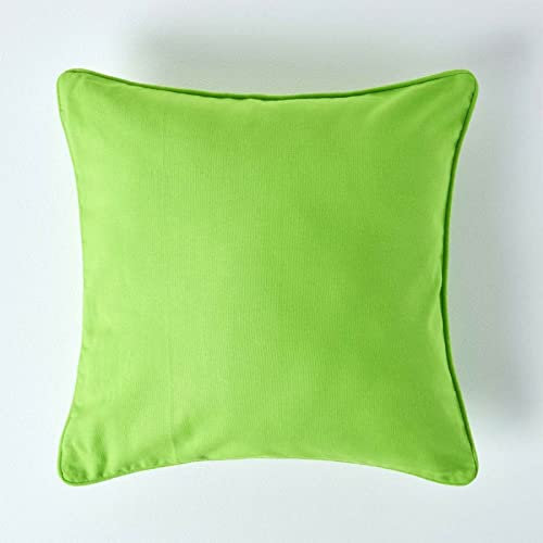 HOMESCAPES Housse de Coussin Uni Vert en 100% Coton, Housse de Coussin 45x45 cm