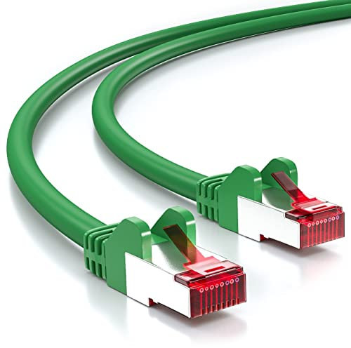 deleyCON 0,25m CAT6 Cable de Red - S/FTP PIMF Blindaje CAT-6 RJ45 Ethernet Cable de Conexión - LAN DSL Módem Los Paneles de Parcheo - Verde