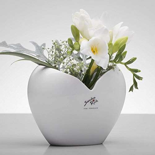 Sandra Rich Porzellanvase Heart weiß herzförmig 11 cm Ø 14,5 x 8,5 cm