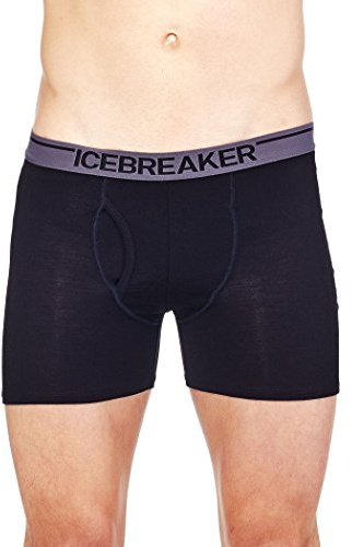 Icebreaker Herren Funktionsunterwäsche Anatomica Boxers mit Fly, Black/Monsoon, L, 103030001