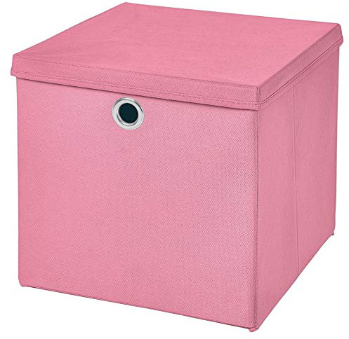 1 Stück Faltbox Rosa 28 x 28 x 28 cm Aufbewahrungsbox faltbar mit Deckel
