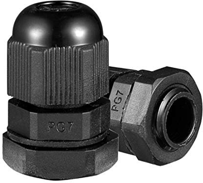 sourcing map 10 Pcs PG7 Waterproof IP68 Nylon Cable Gland Joint Adjustable Locknut for 3mm-6.5mm Dia Cable Wire