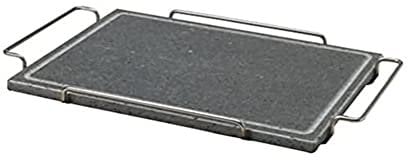 Pentole Agnelli COLA300/L Pietra Rettangolare con Supporto in Acciaio Inossidabile 18/10, Basamento in Legno, 29 x 40 cm, Grigio