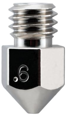 Micro-Swiss HW-NOZ-MK8-06 Plated Brass Wear Resistant Nozzles, 1.75 mm, MK8 (Makerbot) 0.6 mm, Bright Nickel