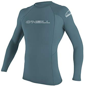 O'Neill Men's Basic Skins UPF 50+ Long Sleeve Rash Guard, Dusty Blue, Medium