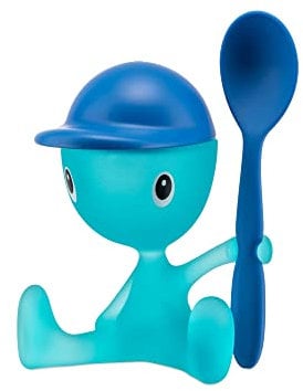 Alessi ASG23 AZ Cico Portauovo con Spargisale Personale e Cucchiaino in Resina Termoplastica, Azzurro