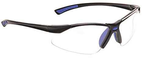 Portwest PW37 Bold Pro Spectacles Slim Side Arms | Blue, One Size, CE Certified, EN 166, EN 170, UKCA, Anti-Scratch Coating, UV Protection, Lightweight
