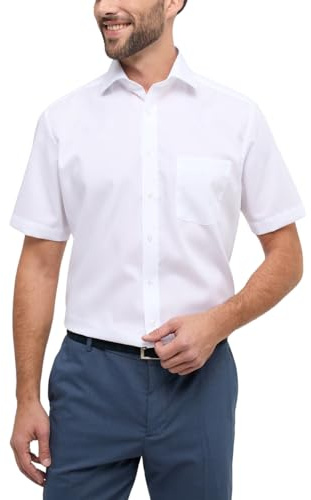 eterna Kurzarm Hemd Modern Fit Popeline Unifarben, Gr. 40, 01 Weiß