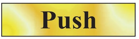 Scan SCA6031 Self adhesive brass effect sign - Push - 200 x 50mm