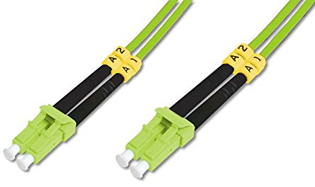 DIGITUS DK-2533-02-5, Cable De Fibra Óptica OM5, 2 m, LC a LC, Dúplex, 1/10/40/100 Gbit/s, Cable LAN De Fibra Óptica Multimodo MM, Tipo De Fibra: 50/125 µ, Verde Lima (Lime Green)