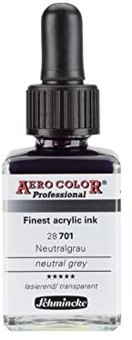 Schmincke - AERO COLOR® Professional, Neutralgrau, 28 ml, 28 701 023, feinst-flüssige, farbstarke Acrylfarbe für Acrylmalerei, Airbrush, Mixed Media