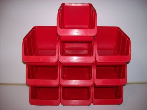 10 Stapelboxen Sichtboxen Lagerboxen Gr.3 rot 145x240x125 mm