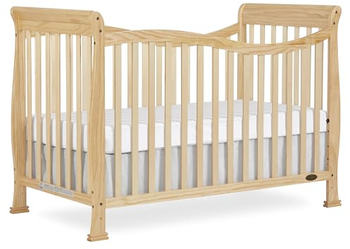 Dream On Me Violet 7-in-1 Convertible Full-Size Baby Crib with Toddler, Day & Full Bed Conversion in Natural, GreenGuard Gold & BSA, 4 Mattress Heights, Sustainable Pinewood
