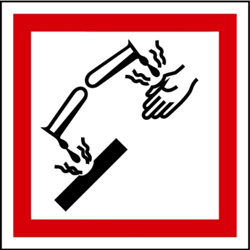 Aufkleber GHS 05 Gefahrensymbol Ätzwirkung, Einzeln, Folie selbstklebend 100x100mm (Gefahrstoff Säure, Sicherheitshinweis) praxisbewährt, wetterfest