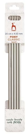 Pony Classic Double Pointed Needles Aluminium 20cm 4.50mm - 1pc