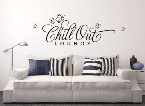 Grandora W817 Wandtattoo Spruch Chill Out Lounge Wohnzimmer Schlafzimmer dunkelgrau 130 x 45 cm