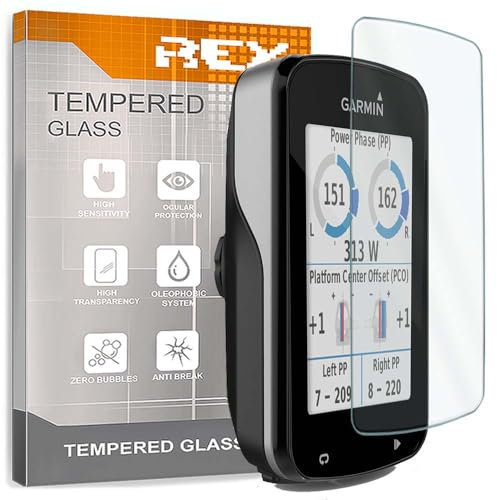 REY Pellicola salvaschermo per Garmin Edge 820 - Edge 520 - Edge 520 Plus, Vetro temperato, di qualità Premium